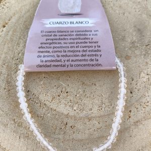 Pulsera bolas cuarzo blanco facetada 4mm