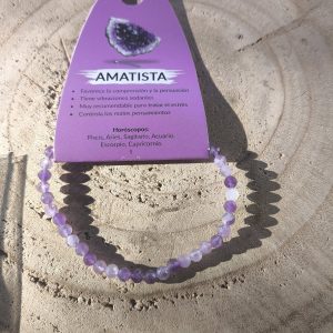 Pulsera de piedra Amatista facetada 4mm