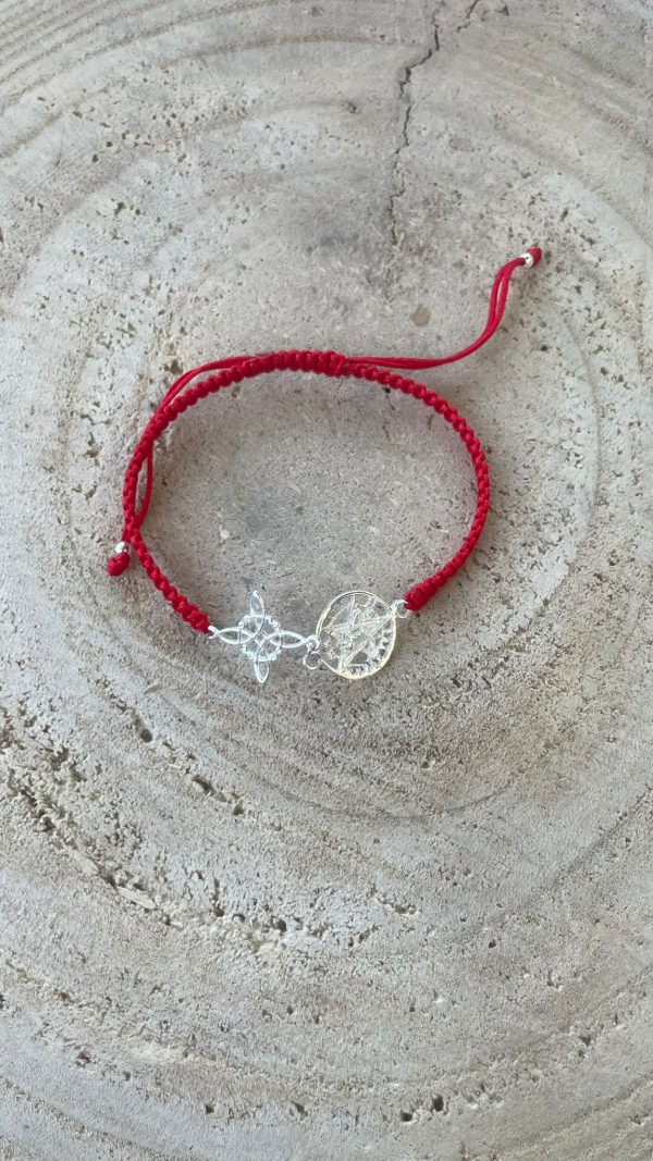 Pulsera doble protección Nudo de Bruja, Tetragrámaton en macramé