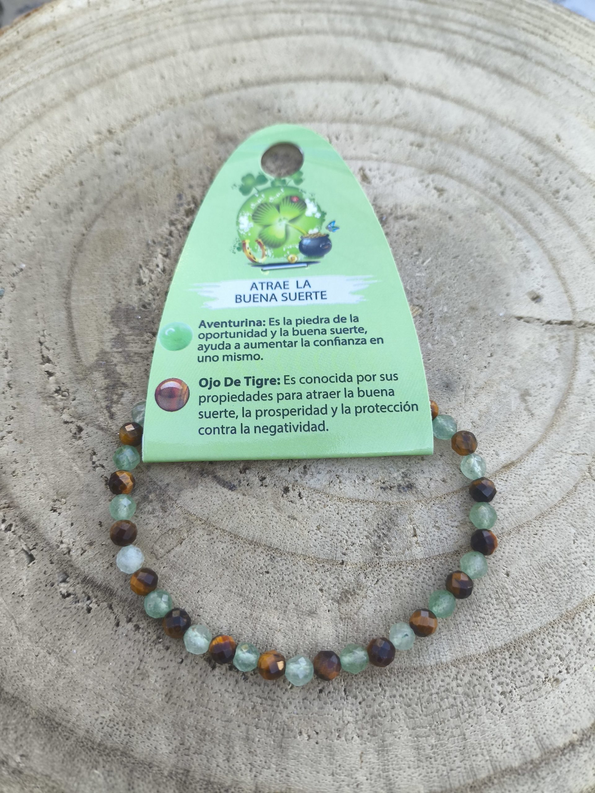 Pulsera buena suerte facetada 4 mm