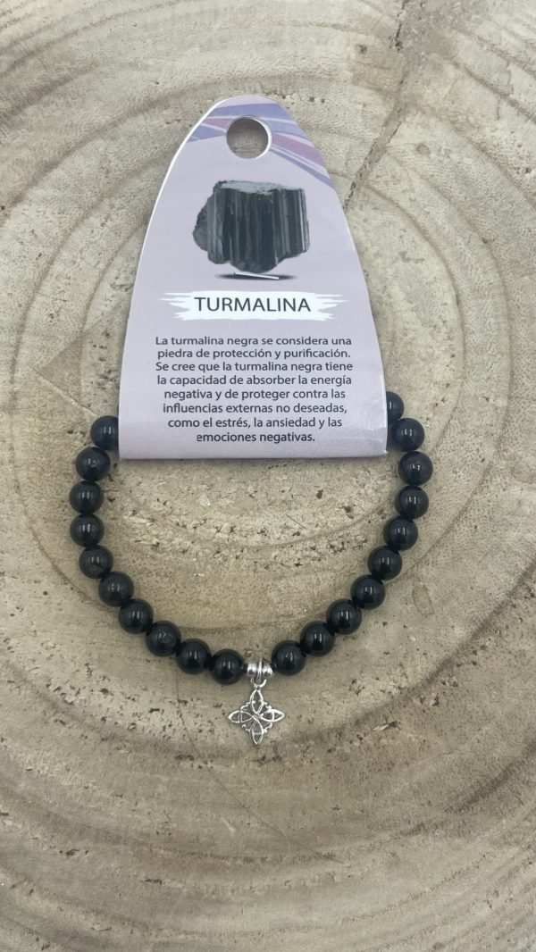 Pulsera turmalina con nudo de bruja