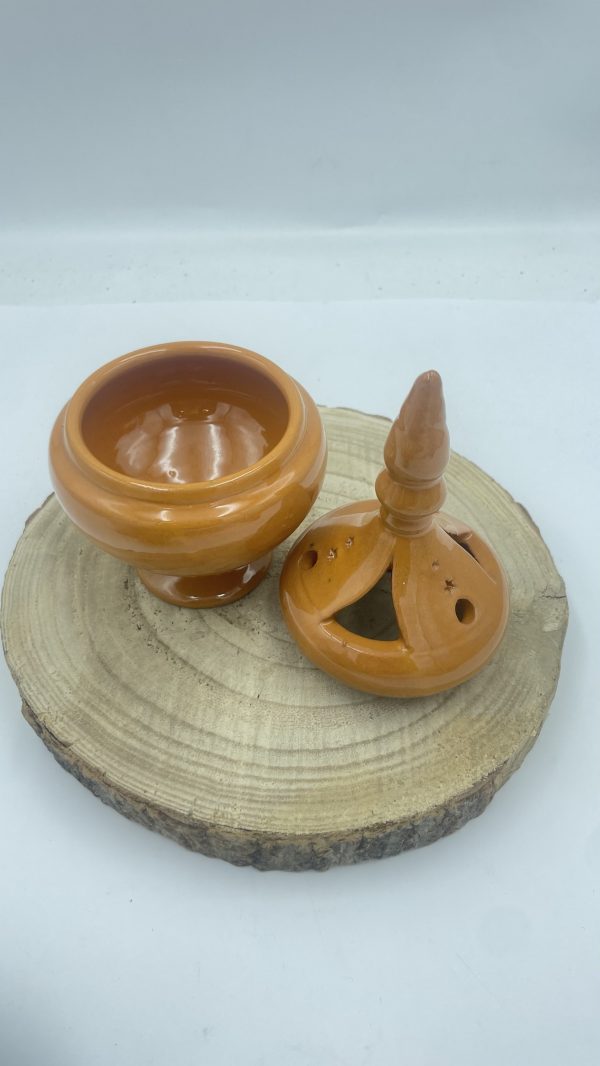 Sahumador de barro naranja