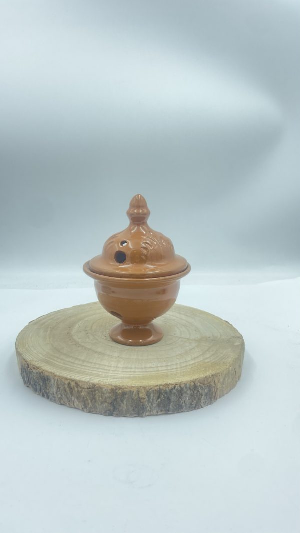 Sahumador de barro naranja - Imagen 2