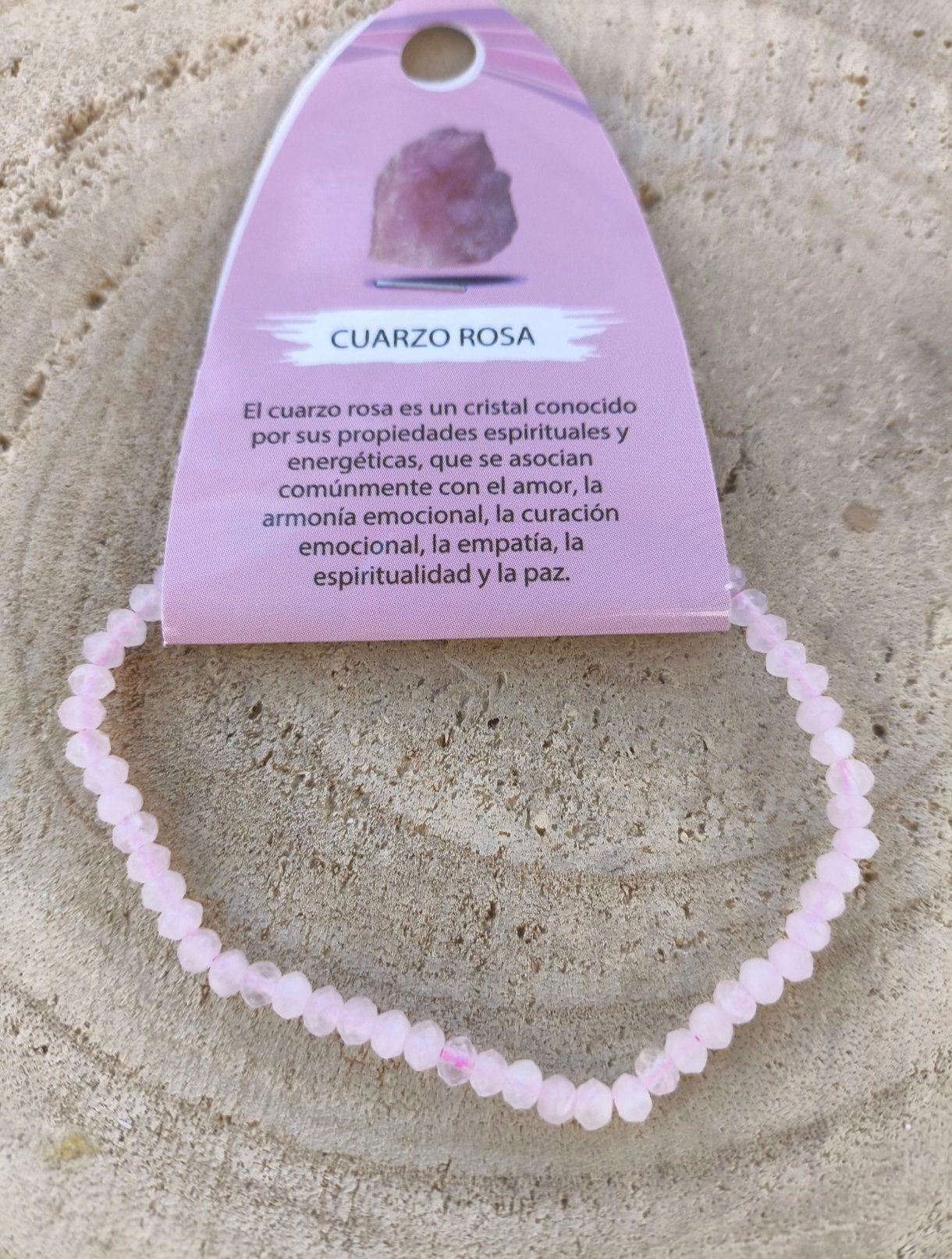 Pulsera cuarzo rosa facetada 4mm