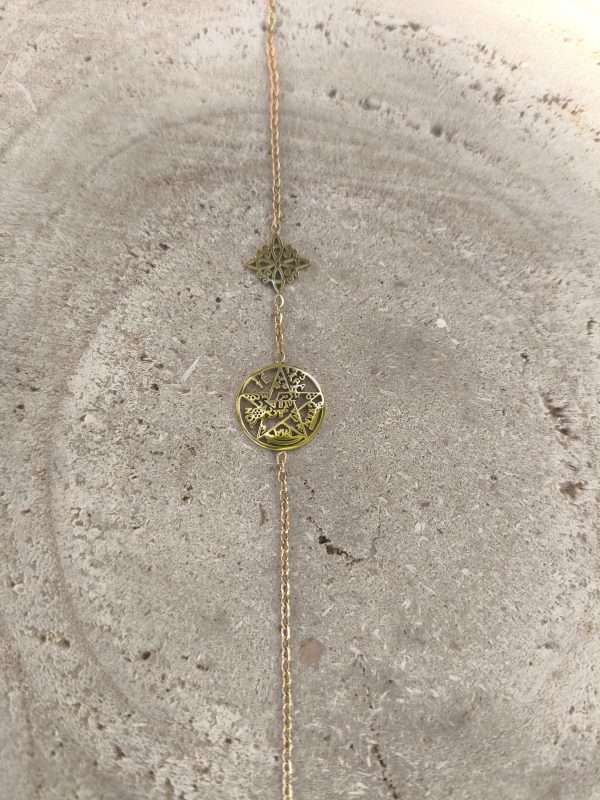 Pulsera doble protección en acero dorado