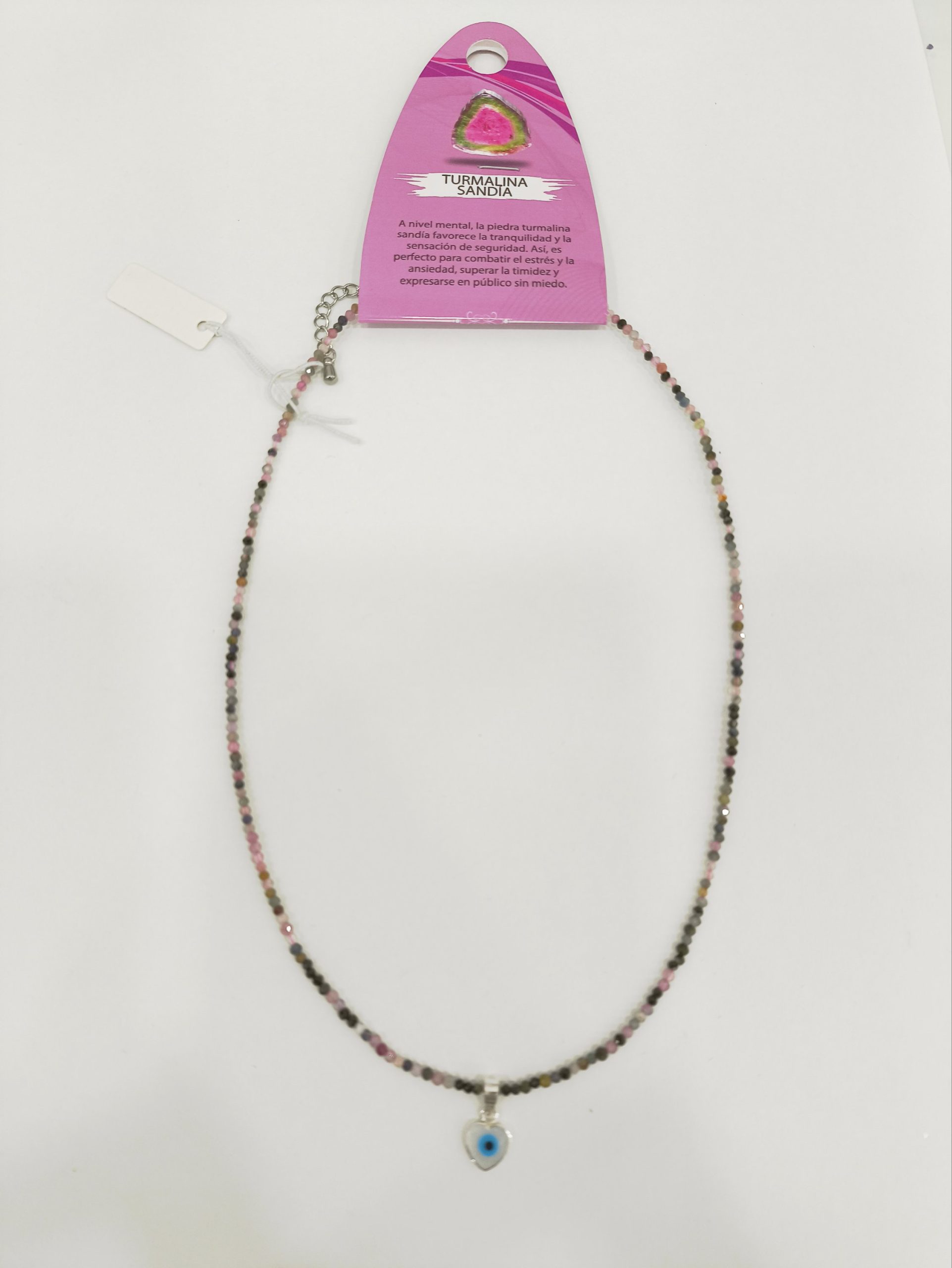 Gargantilla de turmalina Sandía con ojo turco