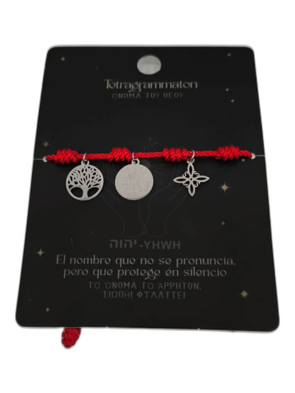 Pulsera 7 nudos con triple protección, nudo de bruja, tetragramaton y San Benito