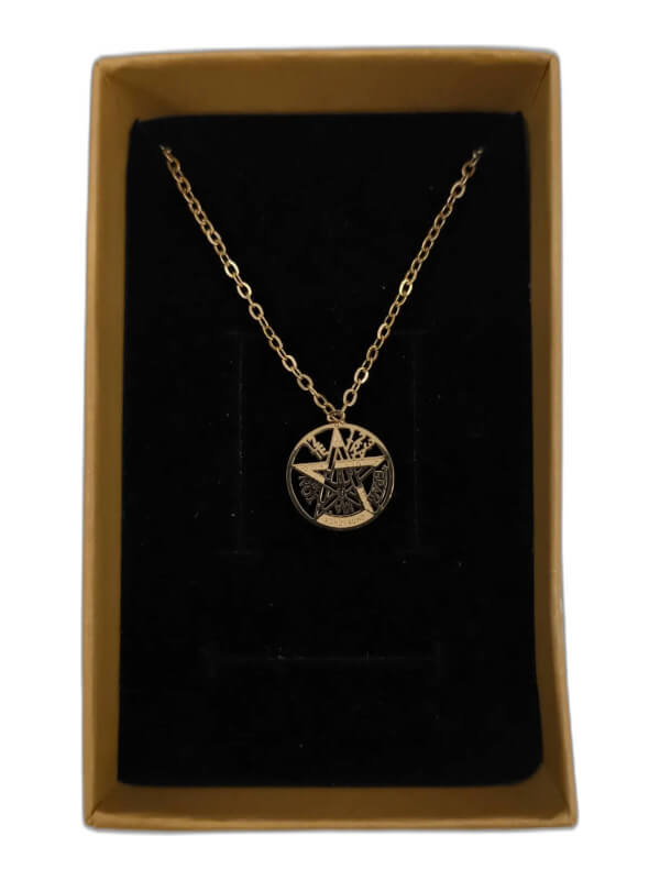 Colgante Tetragrámaton en acero dorado