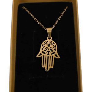 Colgante Mano de Fátima en acero dorado