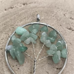 Colgante Árbol de la Vida con Aventurina en acero