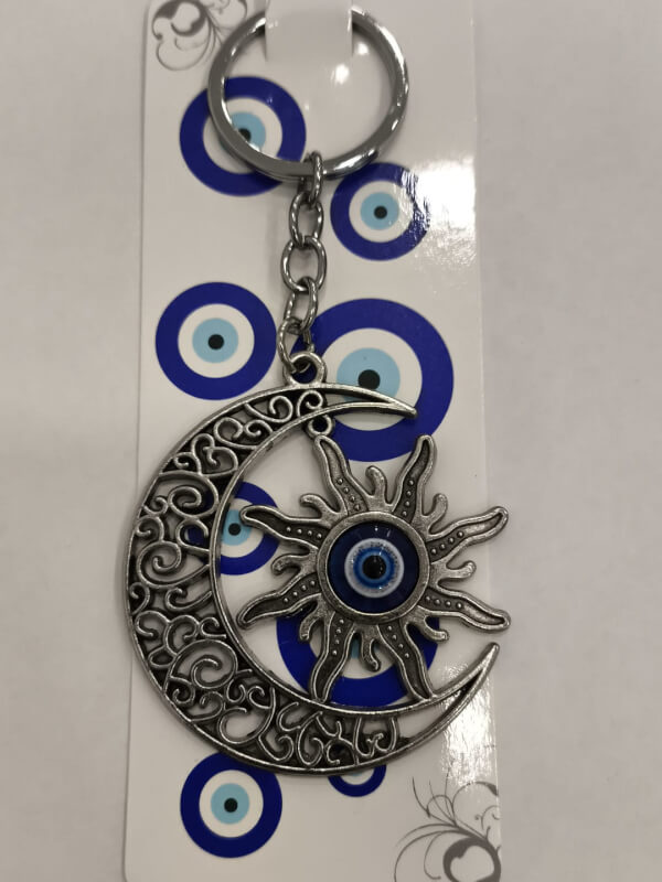 Llavero ojo turco con sol y luna