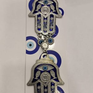 Ojo turco con doble mano de Fátima para colgar