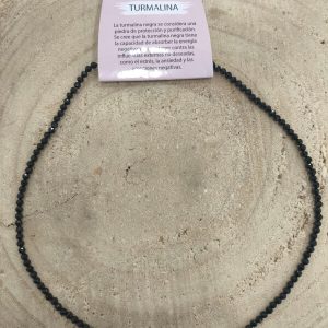 Gargantilla de Turmalina negra facetada de 3mm