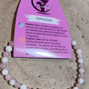 Pulsera Fertilidad piedra luna y cuarzo rosa
