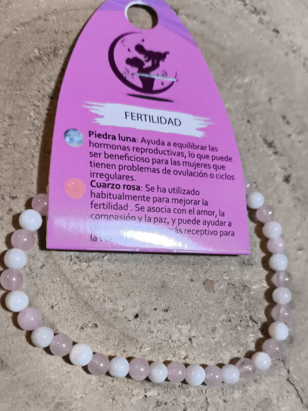 Pulsera Fertilidad piedra luna y cuarzo rosa