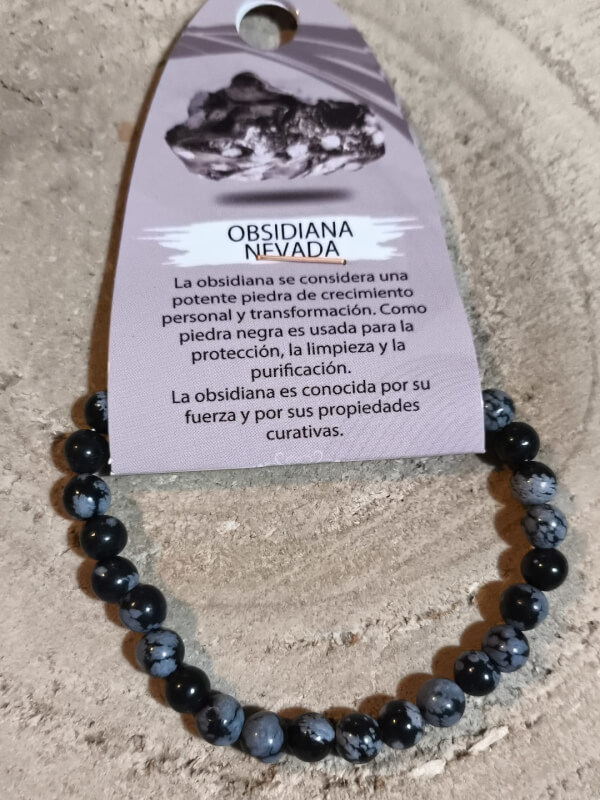 Pulsera de Obsidiana nevada