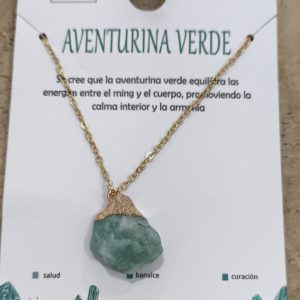 Colgante de Aventurina verde en acero dorado