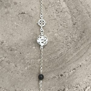 Pulsera Nudo de bruja, Tetragramaton y Turmalina Negra en Plata de Ley