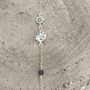 Pulsera Nudo de bruja, tetragramaton y Amatista