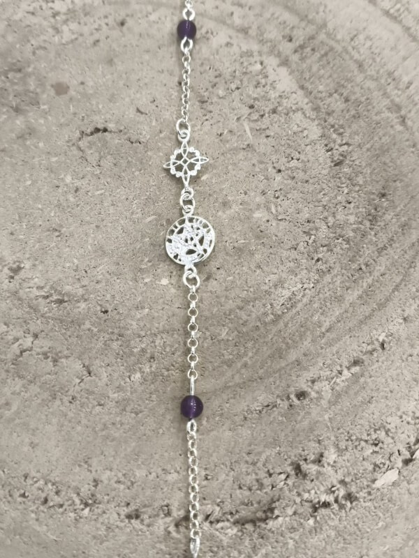 Pulsera Nudo de bruja, tetragramaton y Amatista