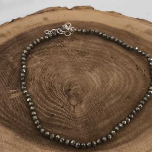 Tobillera de Pirita facetada engarzada en plata