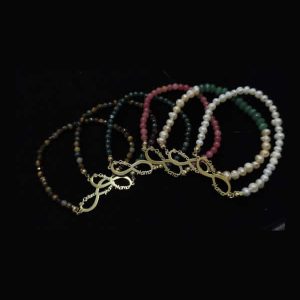 Pulsera infinito "Te quiero mamá" plata baño oro en piedras semipreciosas