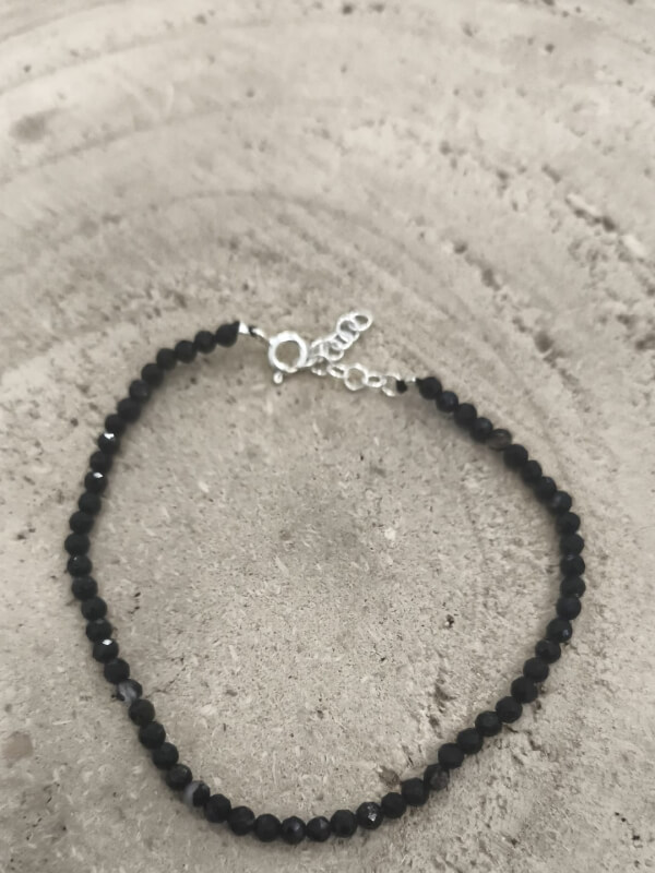 Pulsera de Turmalina negra facetada en plata de ley