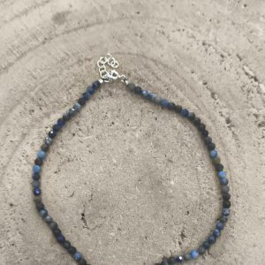 Tobillera lapislázuli facetada en plata de ley