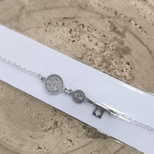 Pulsera de San Judas y San Benito en plata de ley