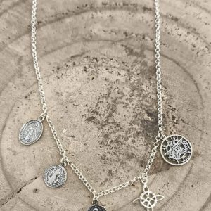 Colgante 5 protecciones en plata de ley
