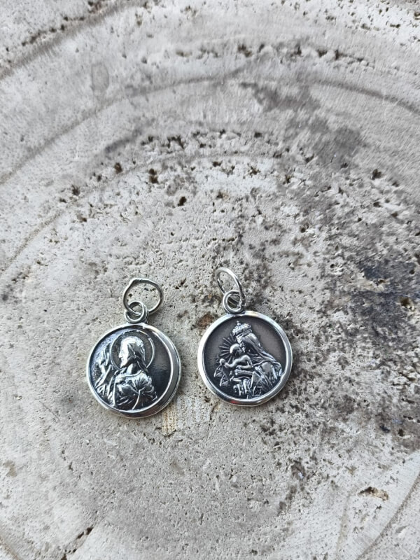 Escapulario Virgen del Carmen y Corazón de Jesús