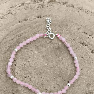 Pulsera de cuarzo rosa facetada