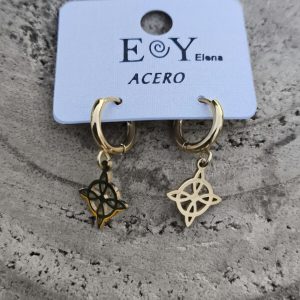 Pendientes Nudo de bruja en acero dorado
