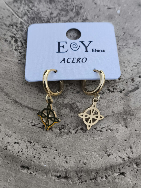 Pendientes Nudo de bruja en acero dorado